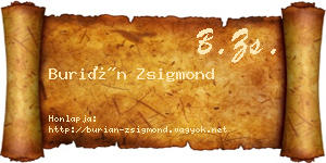 Burián Zsigmond névjegykártya